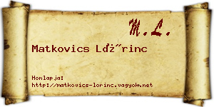 Matkovics Lőrinc névjegykártya